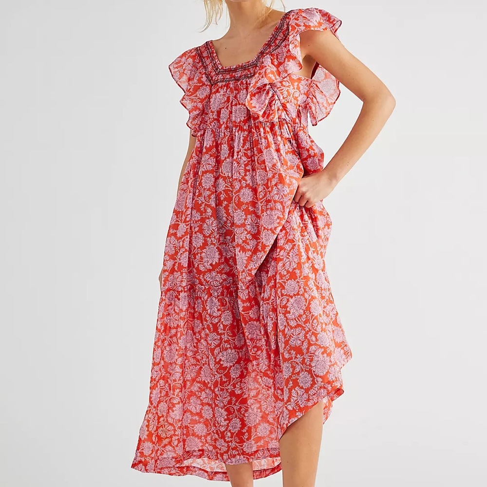 SOLD OUT COLOR Free People Bonita Midi Dress; excellent condition